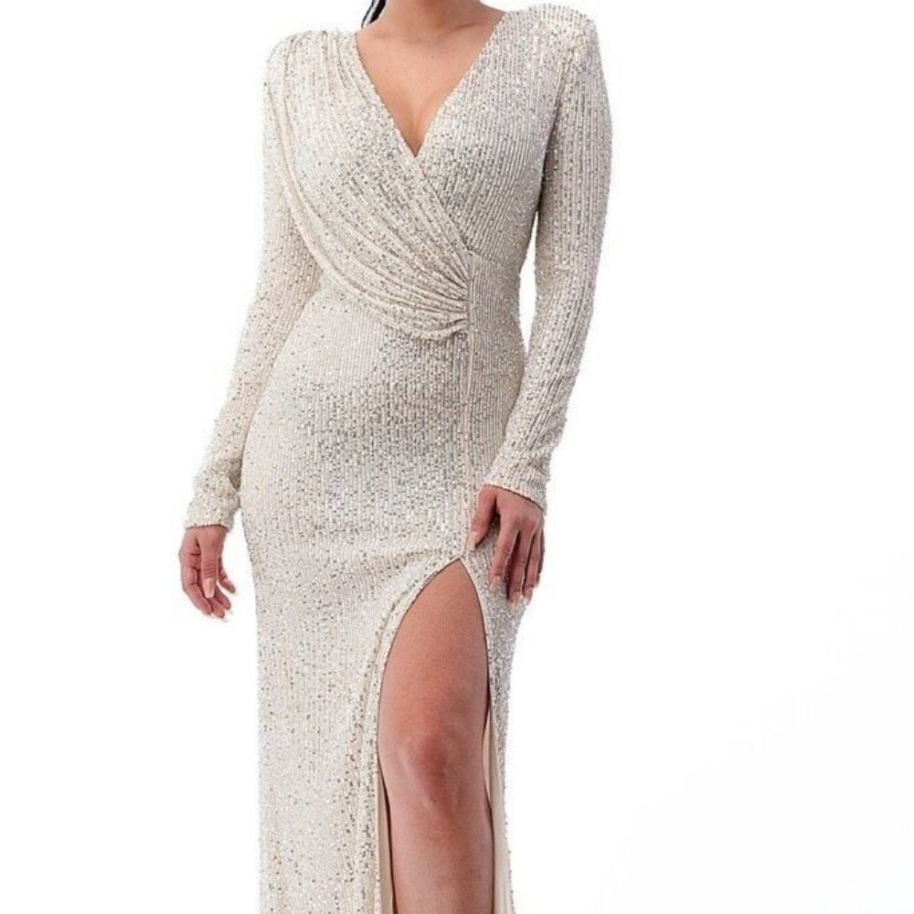 Sequin Deep V Dress